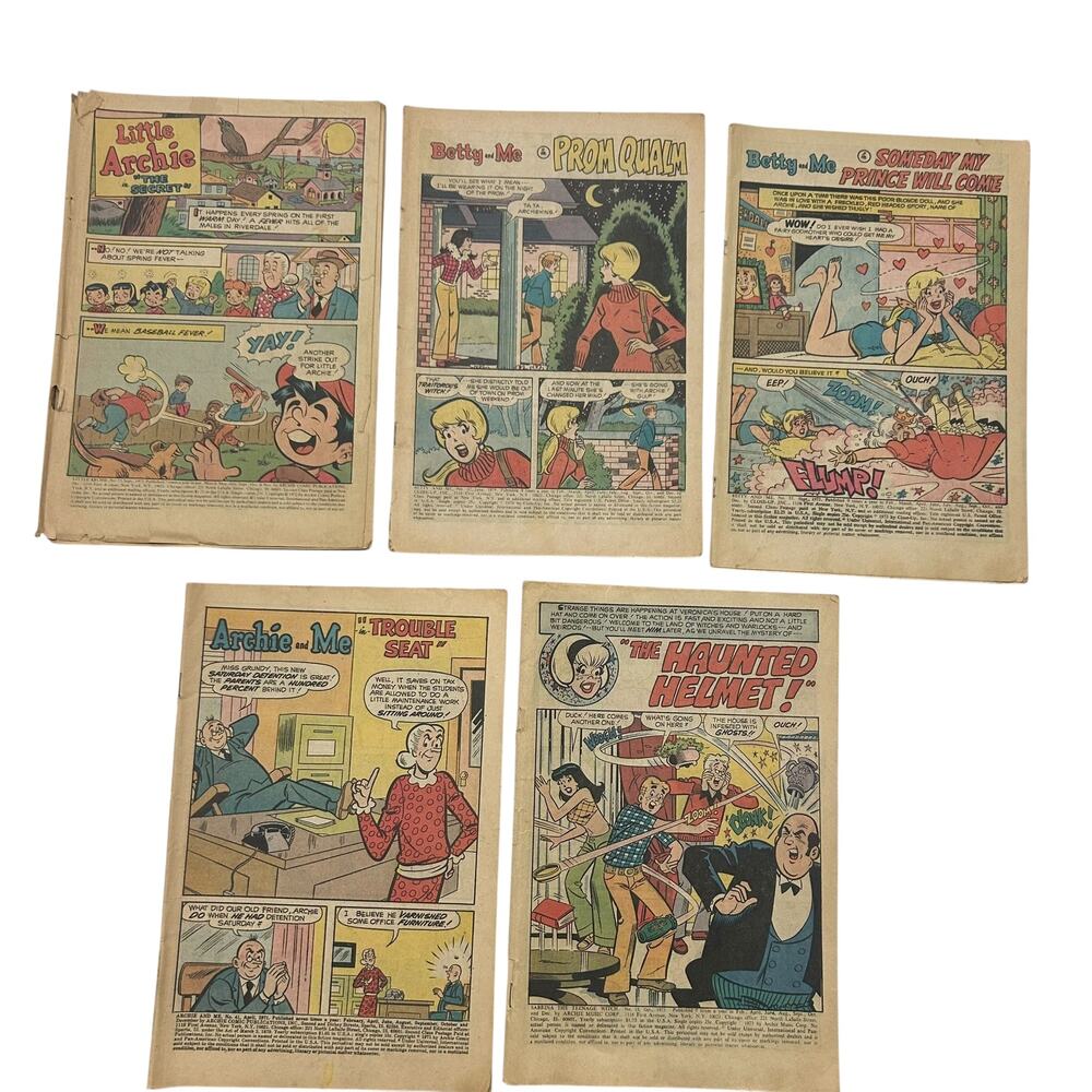 Vintage Archie Comics Lot‎ of 5 1970s Betty Veronica Jughead Sabrina Comic Books